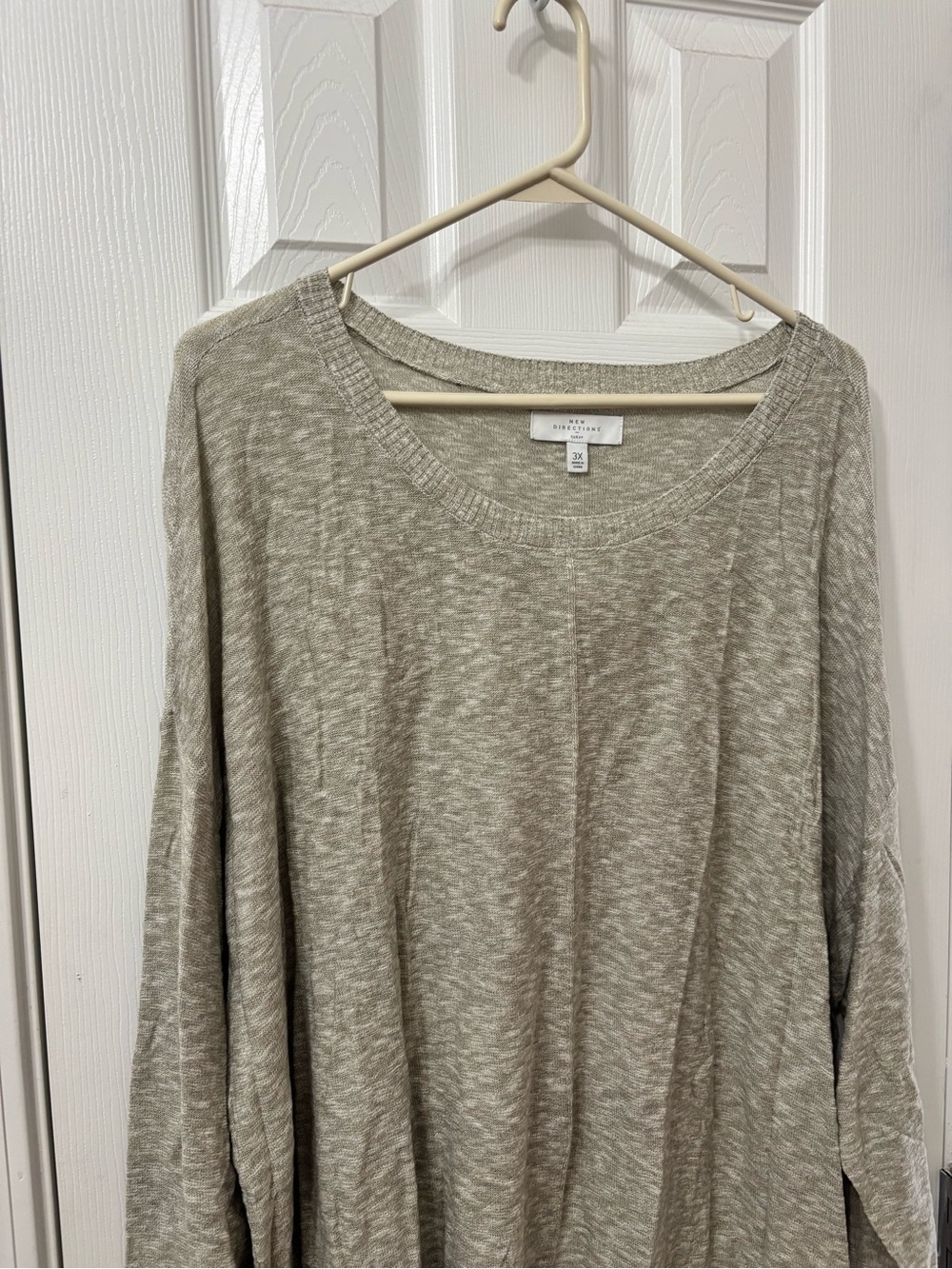 NWT Directions Women’s 3X Heathered Beige Tunic Sweater High Low Hem Side Slits - Picture 3 of 7